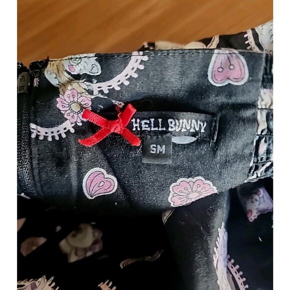 Hell Bunny Amelia Fit & Flare 50s Style Halter Mini Dress Heart Cats Print Small - Picture 6 of 8